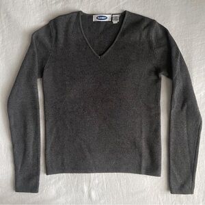 Vintage Old Navy Wool Blend Dark Gray V-Neck Sweater - XS